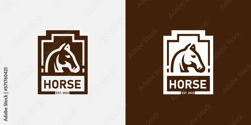 Vector of a horse head design. Luxury smooth badges square style animal horse logo. Vector of a horse head design. Luxury smooth badges square style animal horse logo.