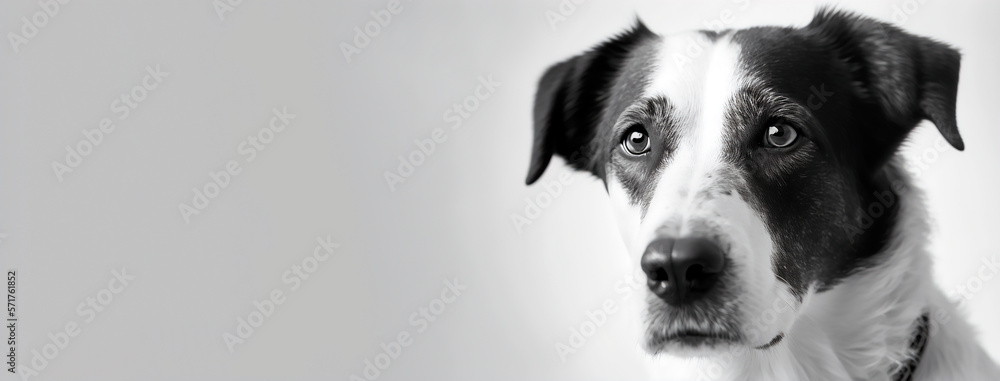 Portrait of a beautiful dog, light background. Generative AI