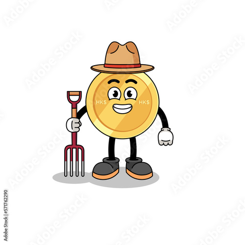 Cartoon mascot of hong kong dollar farmer