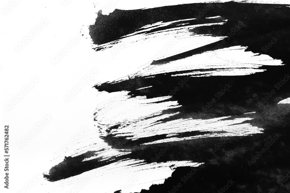 abstract black ink of stain or splash black watercolor paint is calligraphy of line brush  - obrazy, fototapety, plakaty 