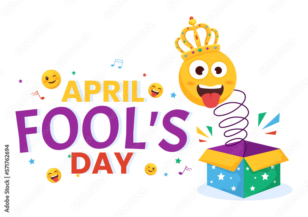 Fototapeta premium Happy April Fools' Day Celebration Illustration wearing a Jester Hat and Surprise for Web Banner or Landing Page in Flat Cartoon Hand Drawn Templates