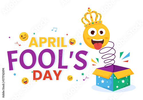 Happy April Fools' Day Celebration Illustration wearing a Jester Hat and Surprise for Web Banner or Landing Page in Flat Cartoon Hand Drawn Templates