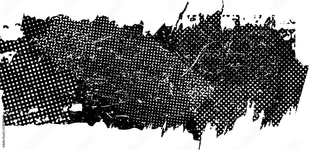 Grungy distorted shape. Vector shape with a halftone dots print texture ...