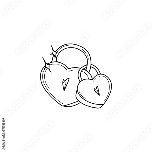vector illustration of a heart shaped padlock