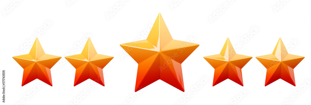 Five star customer feedback rating concept glossy gradient color with yellow and red on transparent background 3d rendering Five star customer feedback rating concept glossy gradient color with yellow and red on transparent background 3d rendering