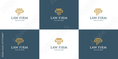 Law firm trend line icon vector design template. lawyer at law.Universal law, lawyer, justice, creative premium symbol column idea scale.