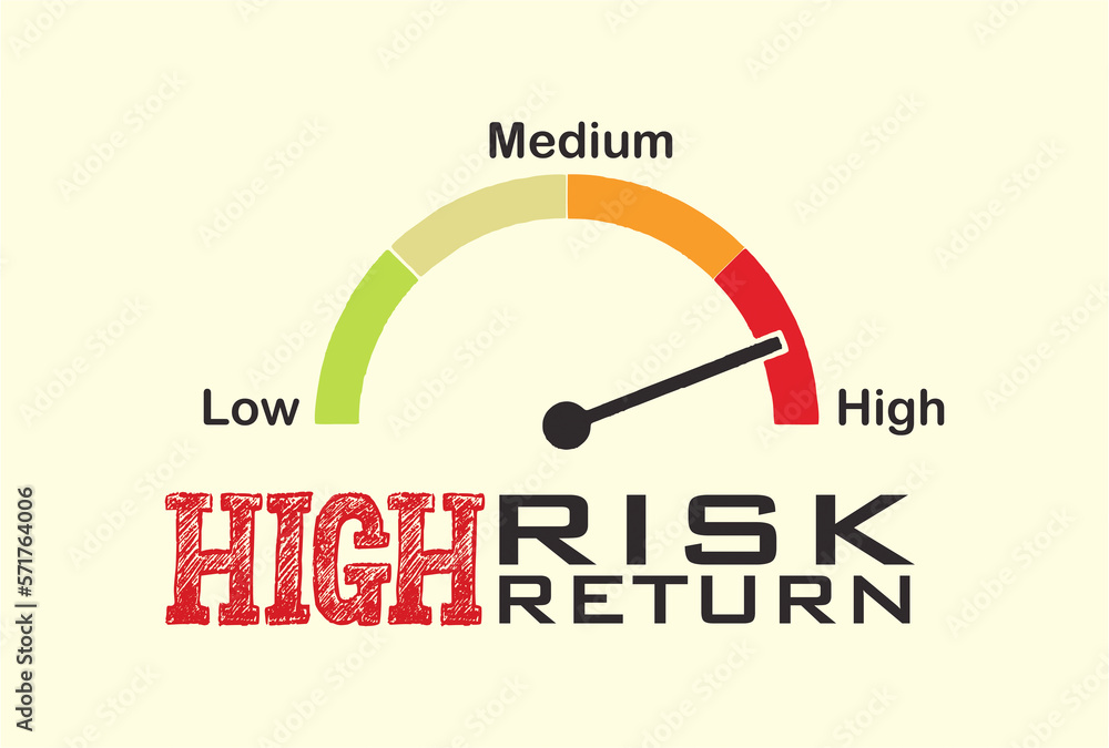 High risk high return business concept with risk measurement meter