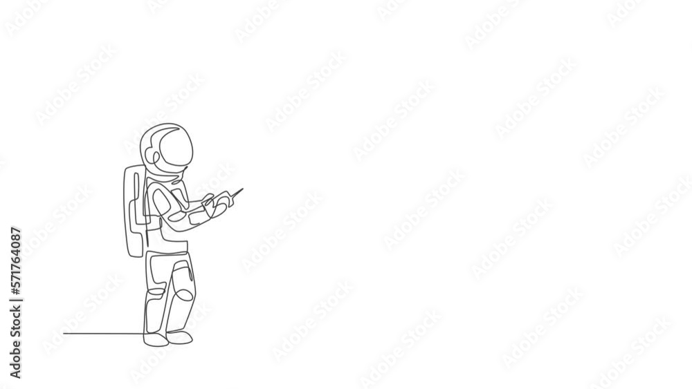 Animated self drawing of single continuous line draw astronaut playing drone plane radio control in moon surface. Having fun in leisure time on outer space concept. Full length one line animation. Animated self drawing of single continuous line draw astronaut playing drone plane radio control in moon surface. Having fun in leisure time on outer space concept. Full length one line animation.