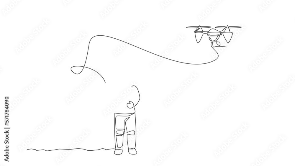 Animation of one line drawing astronaut playing drone plane radio control in moon land. Doing hobby while leisure time in deep space concept. Continuous line self draw animated. Full length motion. Animation of one line drawing astronaut playing drone plane radio control in moon land. Doing hobby while leisure time in deep space concept. Continuous line self draw animated. Full length motion.