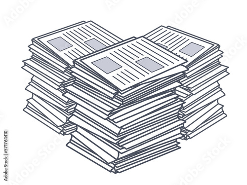 A mountain in which a large amount of documents and materials such as work and study are piled up in a jumbled manner