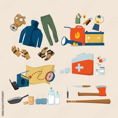 Set of survival kit, apocalypse survival kit, standard survival kit
