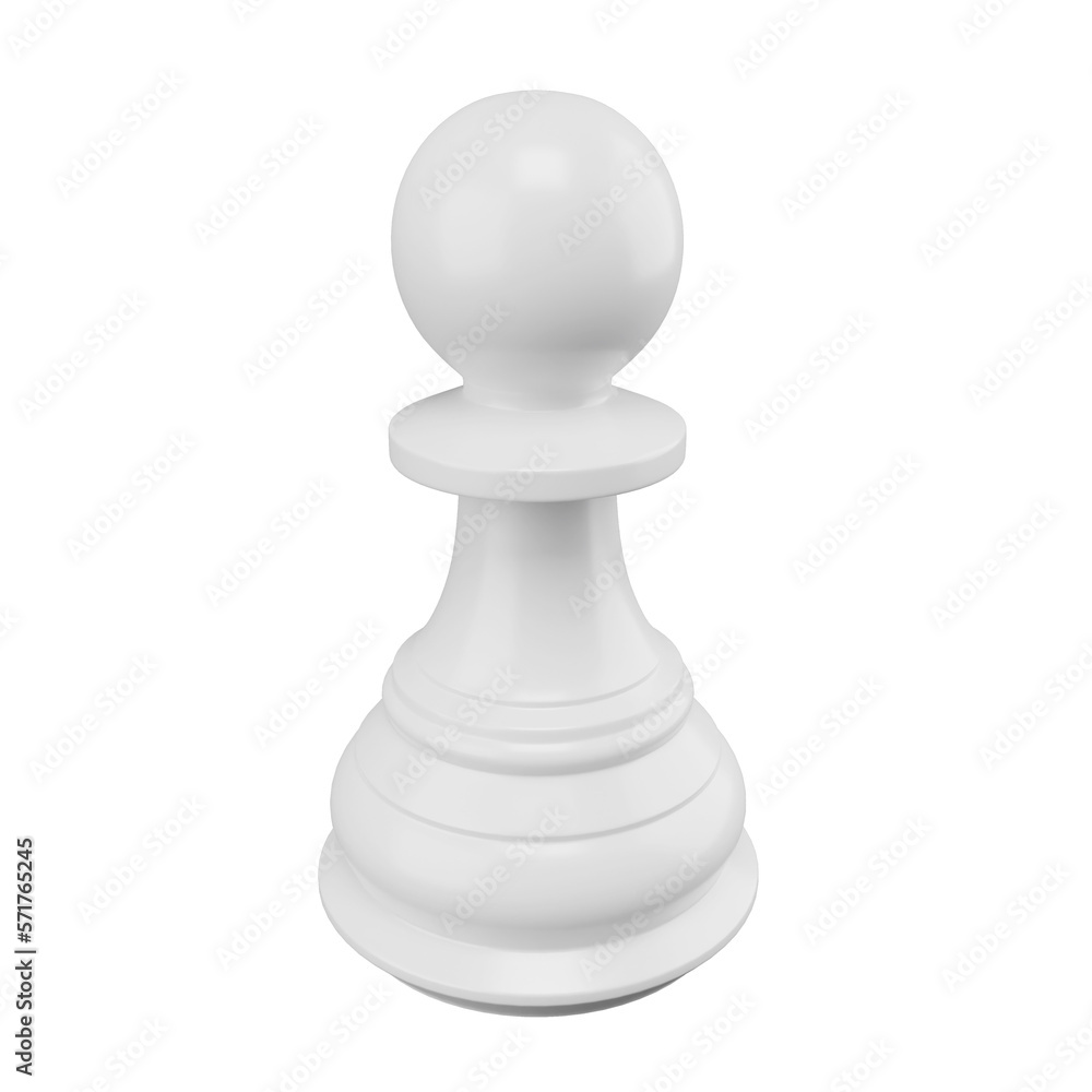 3D rendering white pawn isolated on transparent background (object clipping path on PNG file) - obrazy, fototapety, plakaty 