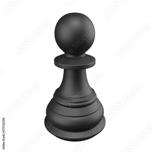 3D rendering black pawn isolated on transparent background (object clipping path on PNG file)