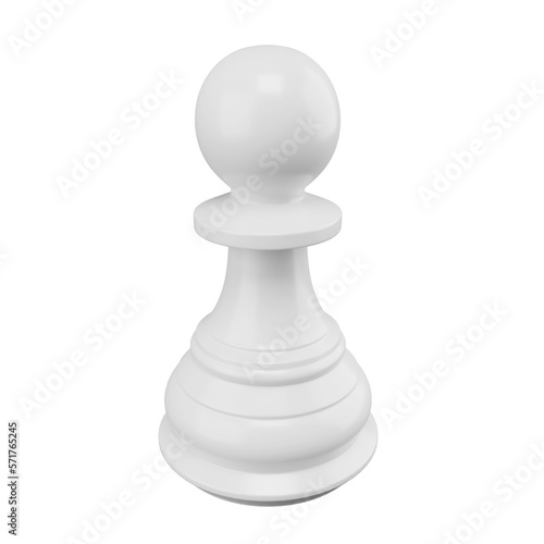 3D rendering white pawn isolated on transparent background (object clipping path on PNG file) photo