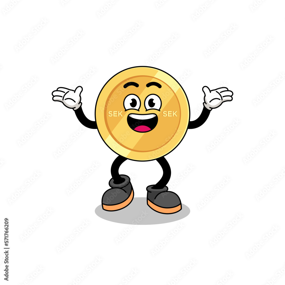 swedish krona cartoon searching with happy gesture swedish krona cartoon searching with happy gesture