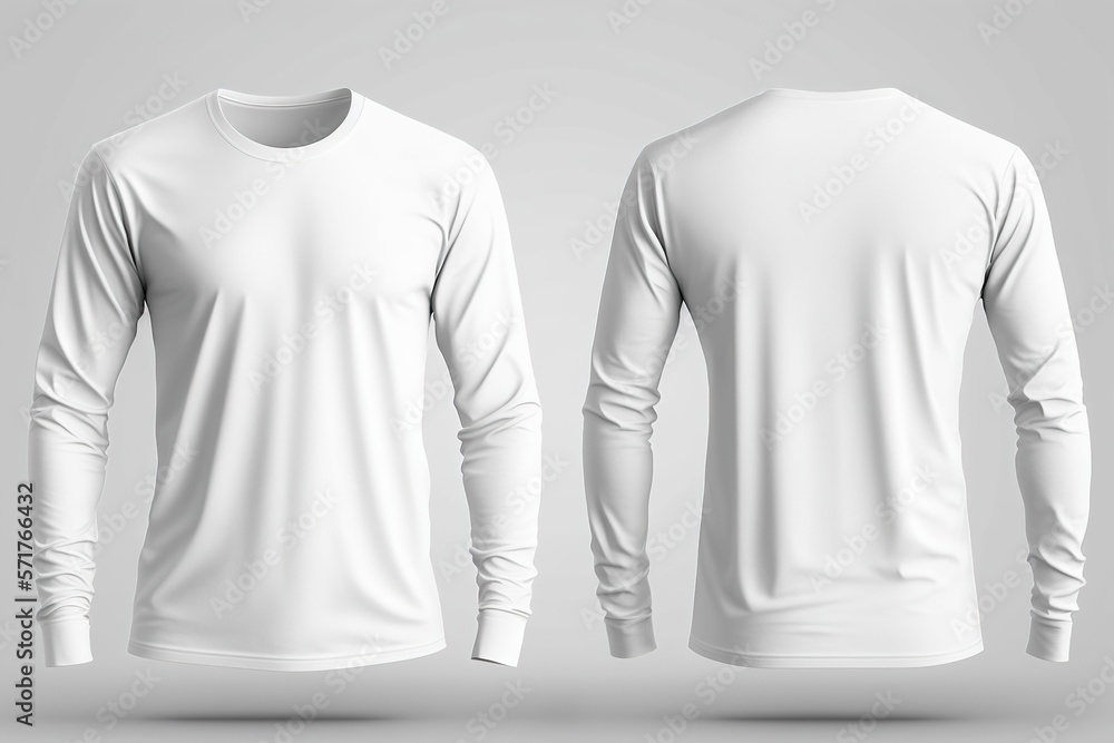 Blank white Long sleeve template in white background. Generative Ai ...