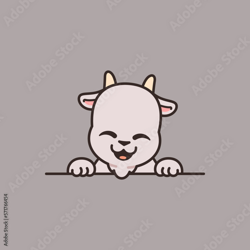 Cute Peeking Bull Vector Illustration