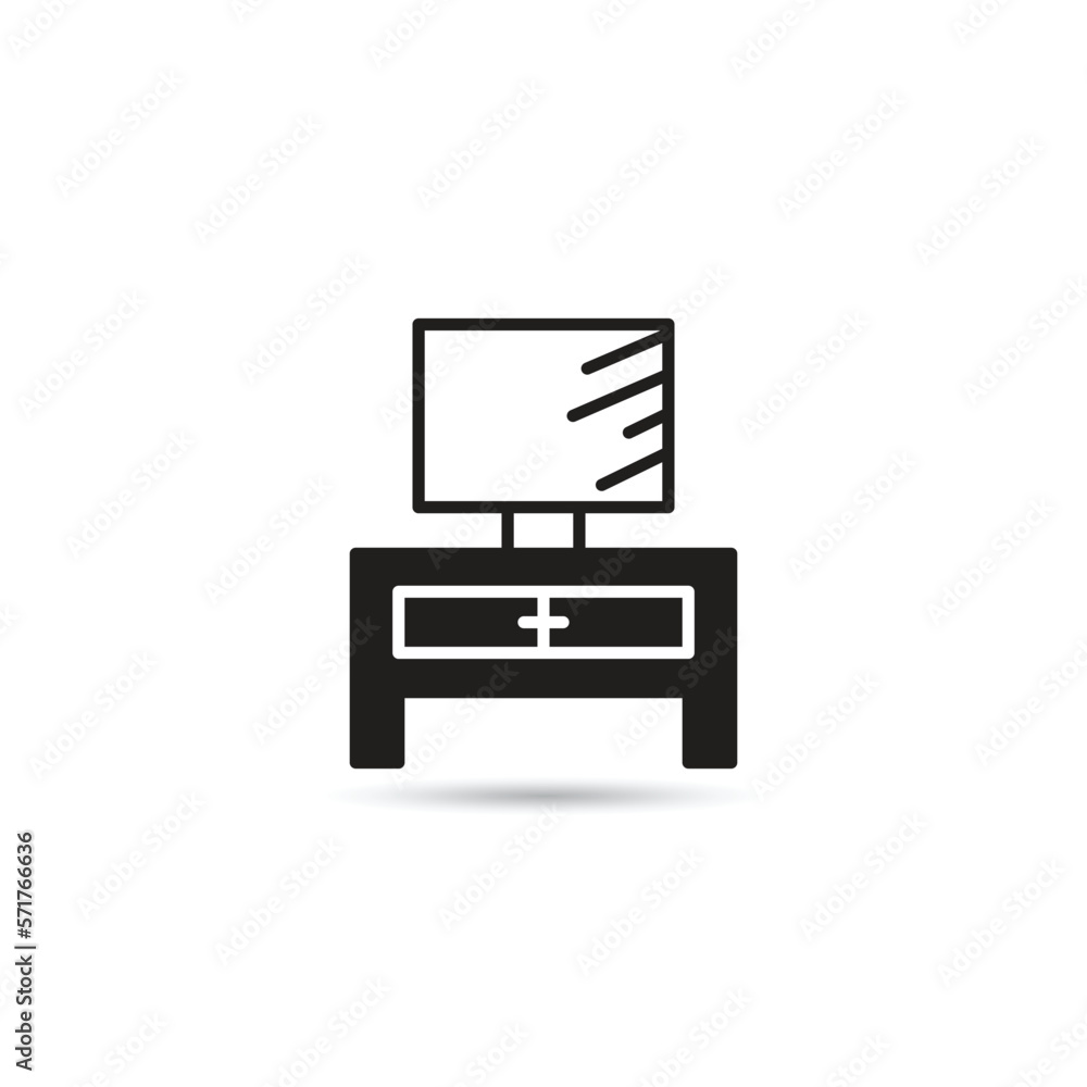 television on table icon on white background television on table icon on white background