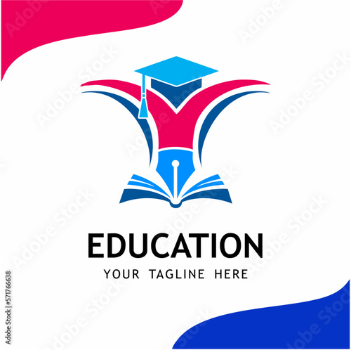 education logo design with cap and pen
