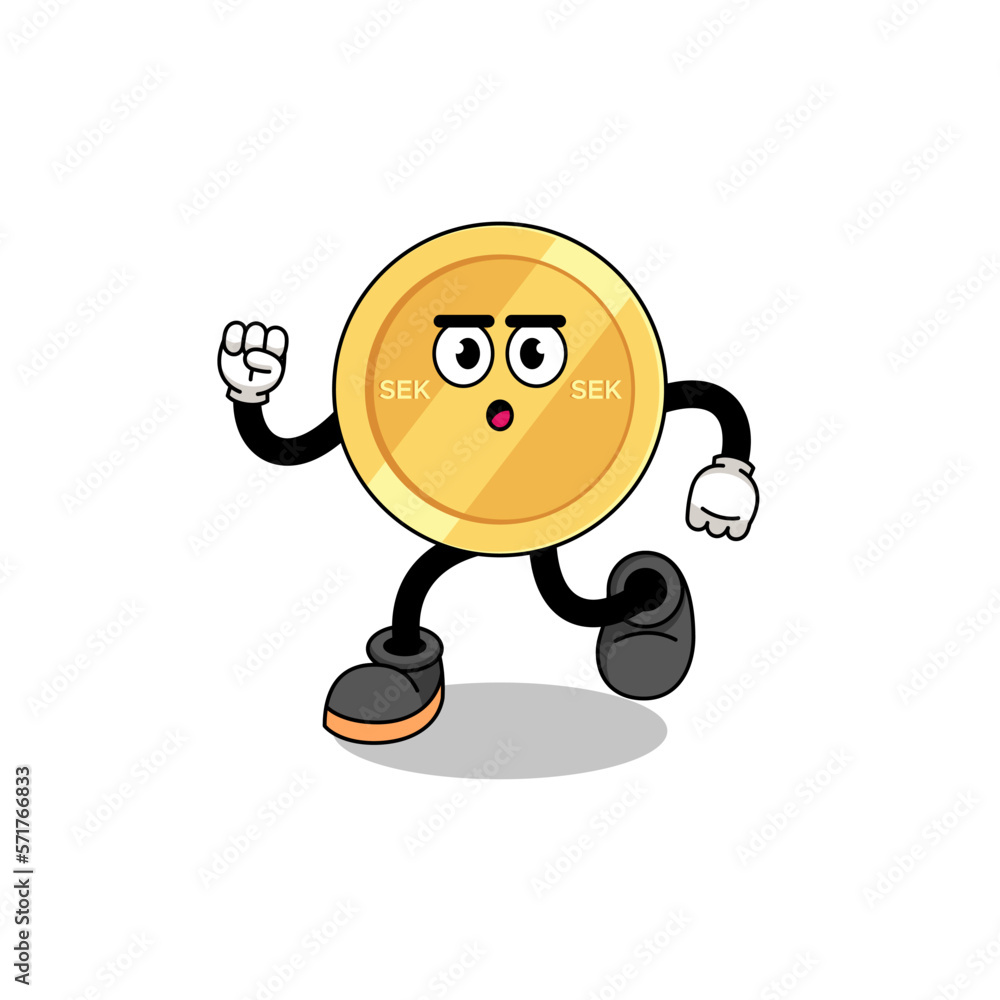 running swedish krona mascot illustration running swedish krona mascot illustration