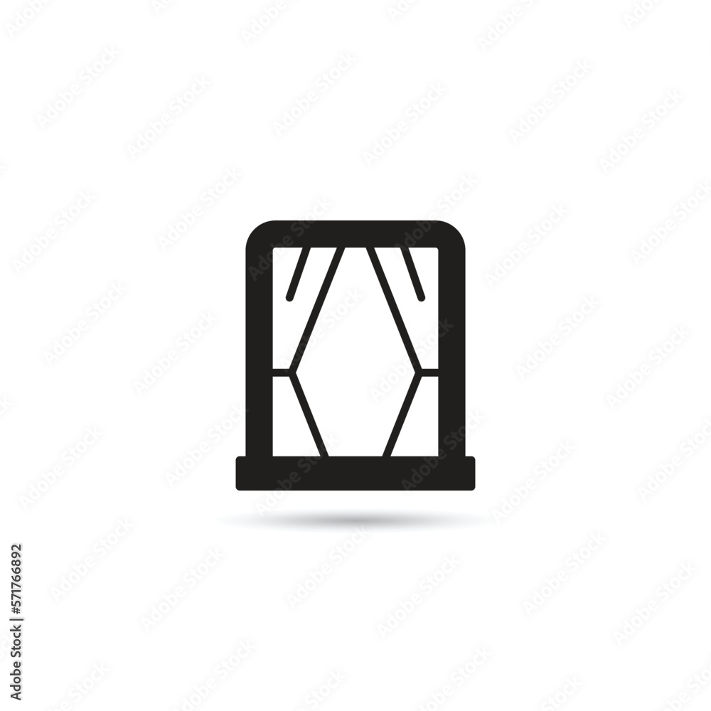 curtain and window icon on white background curtain and window icon on white background