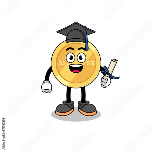 singapore dollar mascot with graduation pose