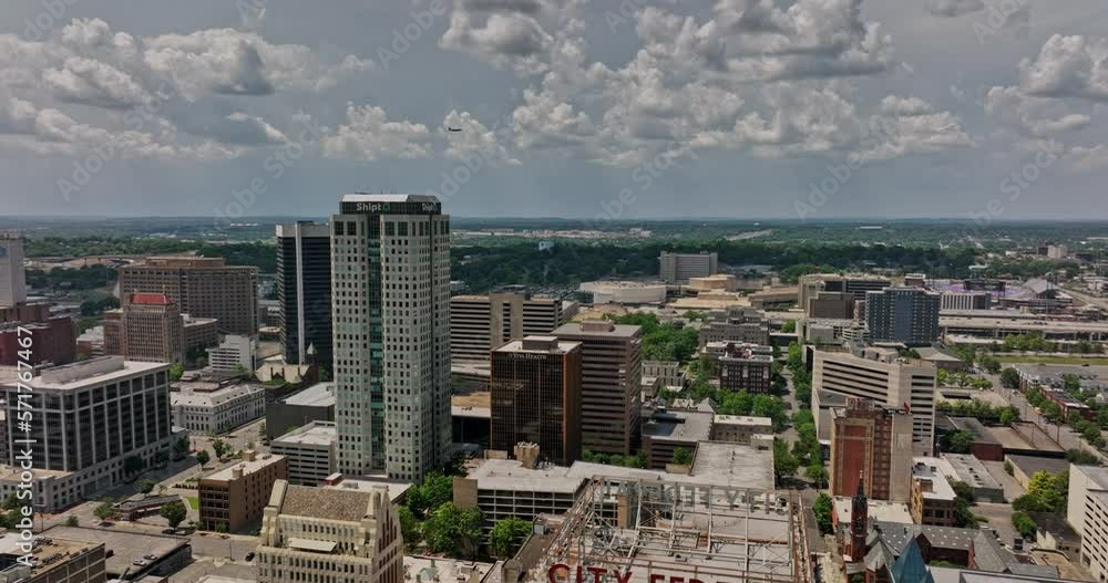 Birmingham Alabama Aerial v20 cinematic fly around central city