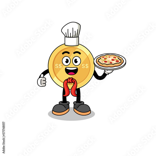 Illustration of singapore dollar as an italian chef
