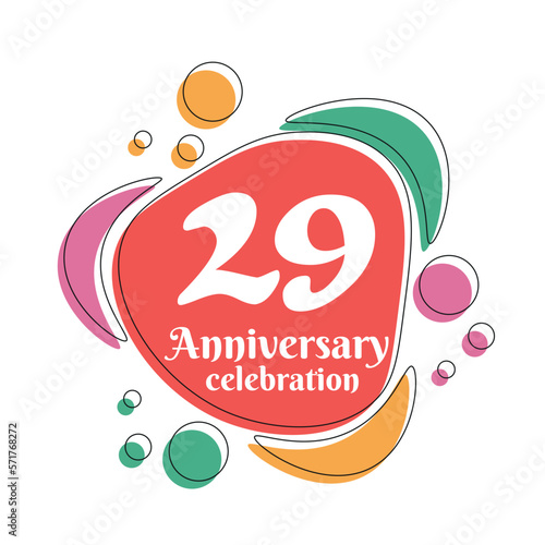 29th anniversary celebration logo colorful  design with bubbles on white background abstract vector  illustration  