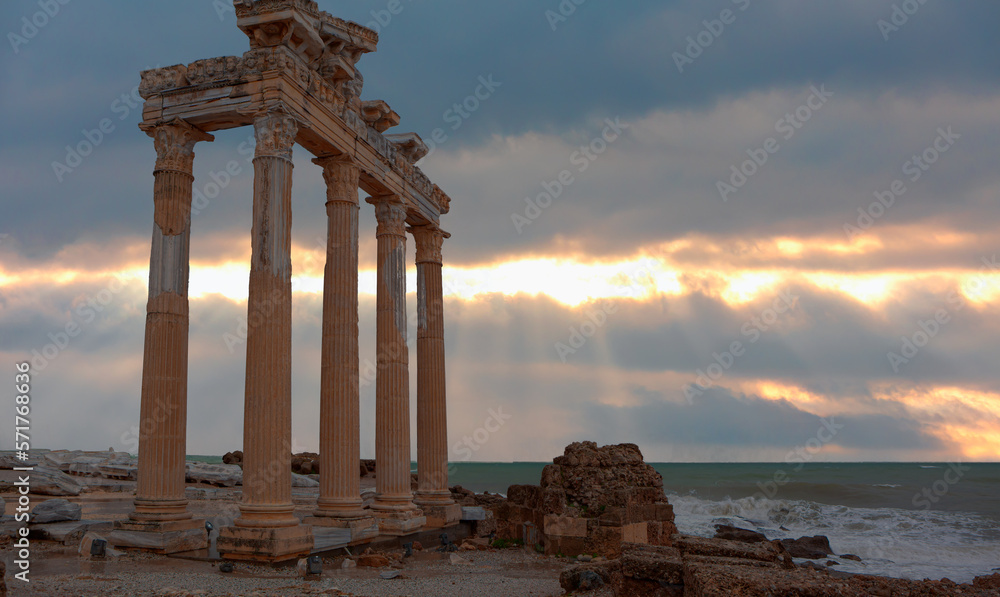 Ruins of Apollo temple in Side ancient city - Antalya, Turkey