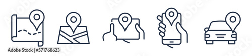 Location pin map, compass, map, distance, direction minimal line icons. Editable stroke. Vector graphic illustration. For website design, logo, app, template, ui, etc.