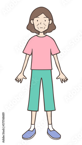 痩せている中年女性、おばさん