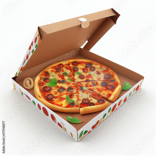 pizza in box photo