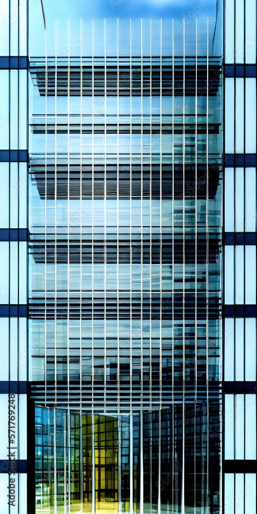 Facade of a corporate glass building, ideal for backgrounds, generative AI