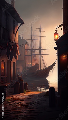 Ancient sailboat arriving i...