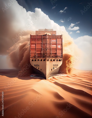Cargo container ship strand...