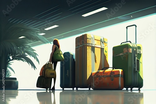 Woman with a lot of luggage...
