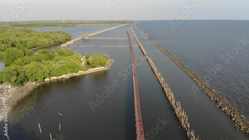 Fly low level Travel to Red Bridge, Samut Sakhon, Thailand