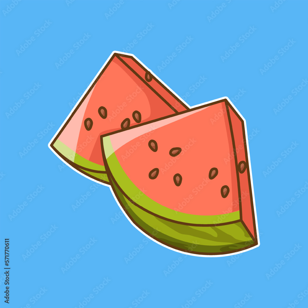 watermelon fruit sticker vector illustration watermelon fruit sticker vector illustration