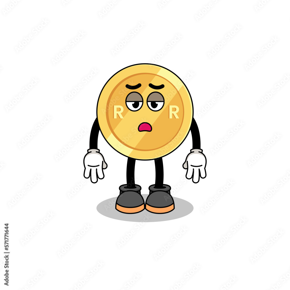 south african rand cartoon with fatigue gesture south african rand cartoon with fatigue gesture