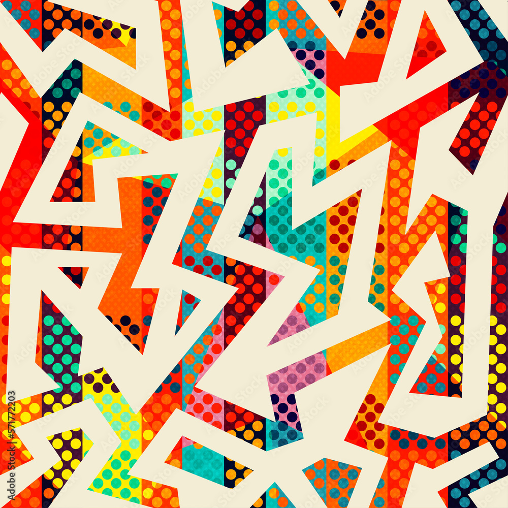 Bright funky geometric seamless pattern Bright funky geometric seamless pattern