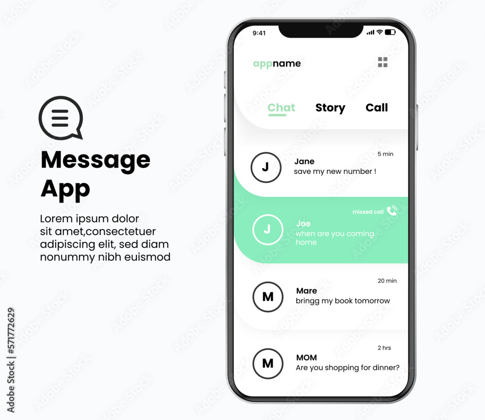 a messaging applications with green as maker for new message,and white as a bacground color. a messaging applications with green as maker for new message,and white as a bacground color.