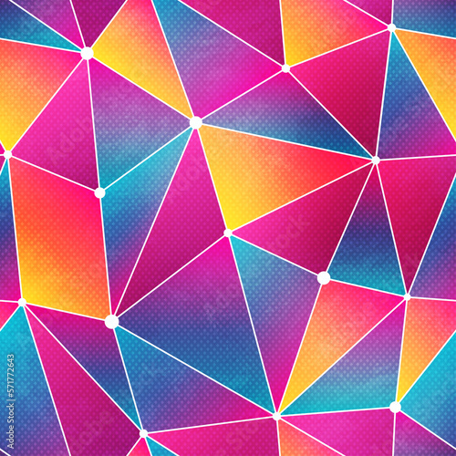 Bright triangle seamless pattern with grunge effect.
