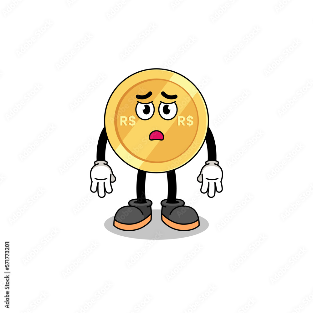 brazilian real cartoon illustration with sad face brazilian real cartoon illustration with sad face