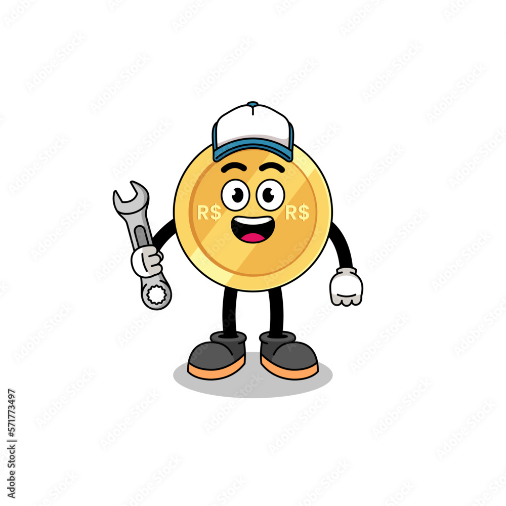 brazilian real illustration cartoon as a mechanic brazilian real illustration cartoon as a mechanic