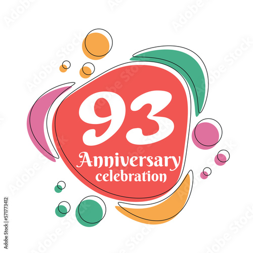 93rd anniversary celebration logo colorful design with bubbles on white background abstract vector illustration 