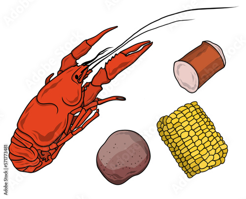 Cajun Crawfish Boil Vector Illustration