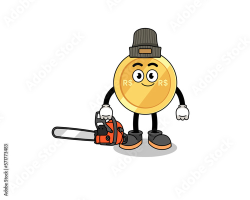 brazilian real illustration cartoon as a lumberjack