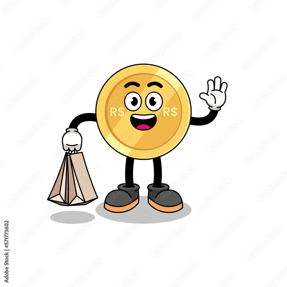 Cartoon of brazilian real shopping Cartoon of brazilian real shopping