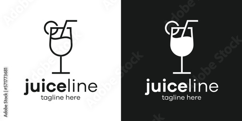 logo design juice cocktail line icon vector illustration